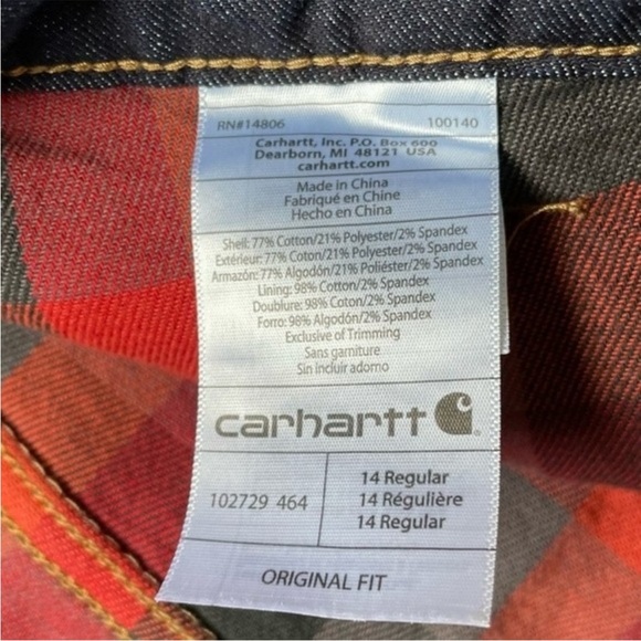 CARHARTT Tall 32” Inseam, 10” High Waist Flannel♨️ Lined Jeans - Picture 9 of 16